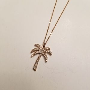 Palm Tree Gold Tone CZ Necklace